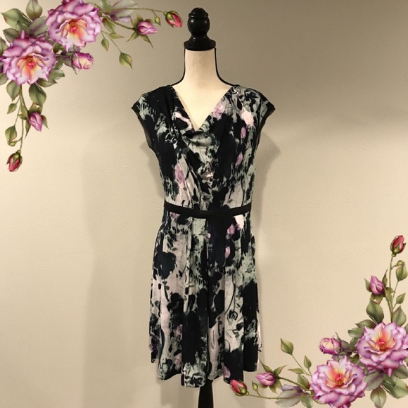 Simply Vera Vera Wang Dresses & Skirts - Watercolor print like sleeveless draped neckline dress